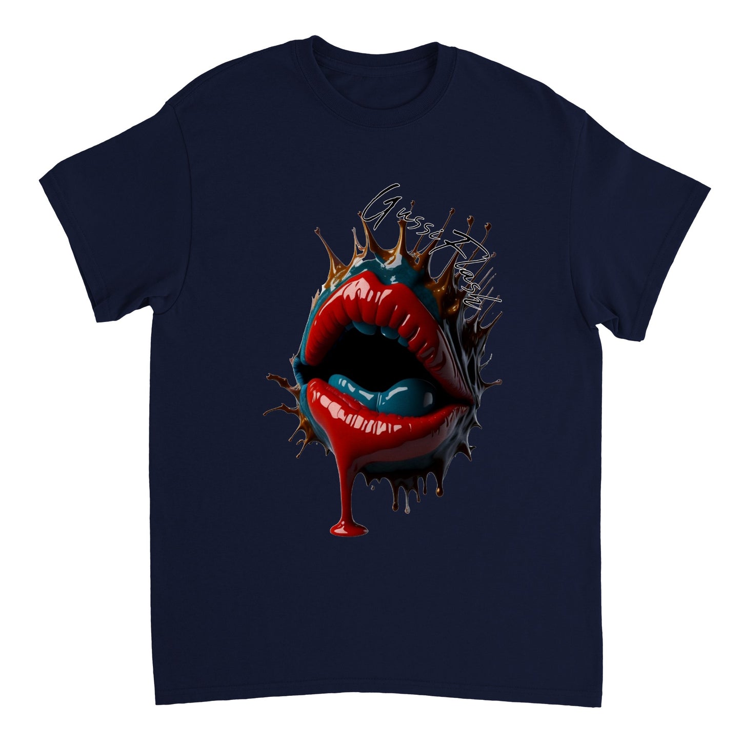 Schweres Unisex T-Shirt mit Rundhalsausschnitt und Gussiflash Logo