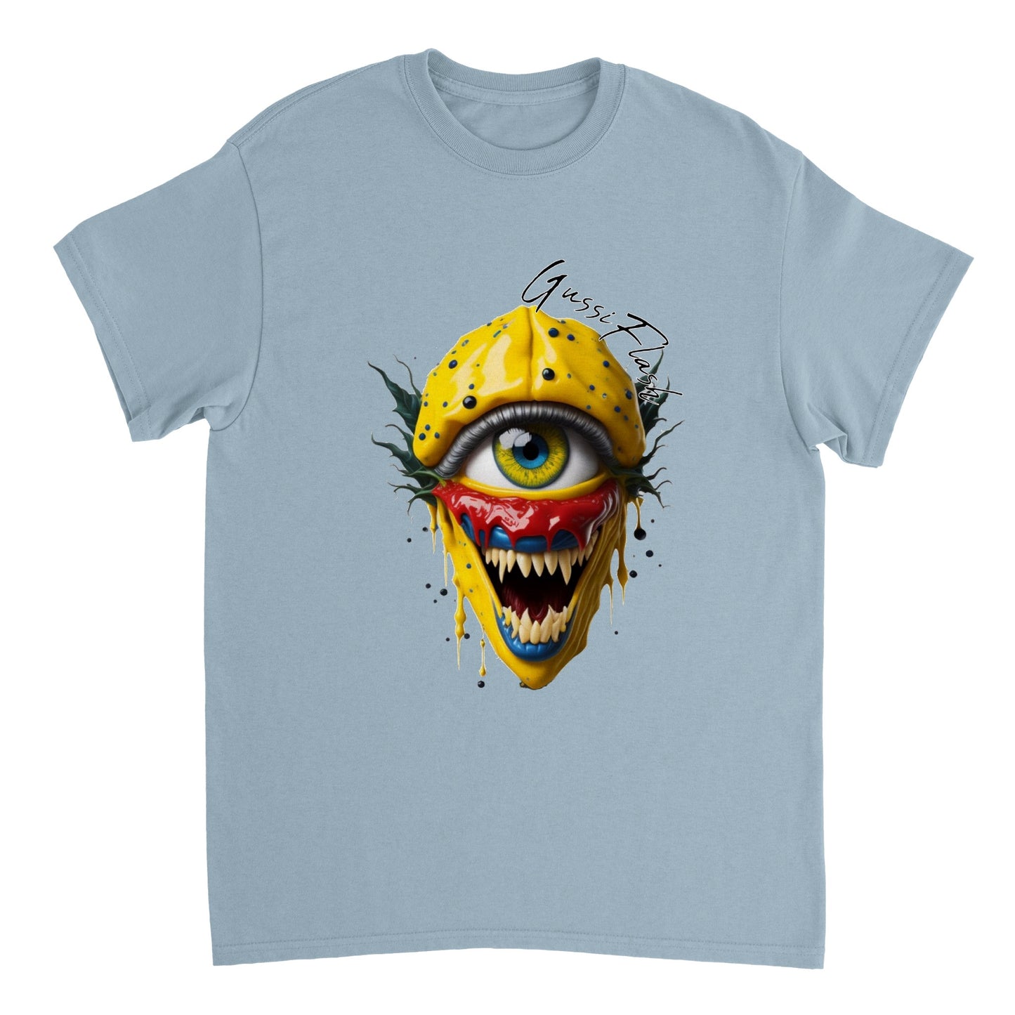 Schweres Unisex T-Shirt mit Rundhalsausschnitt und Gussiflash Logo