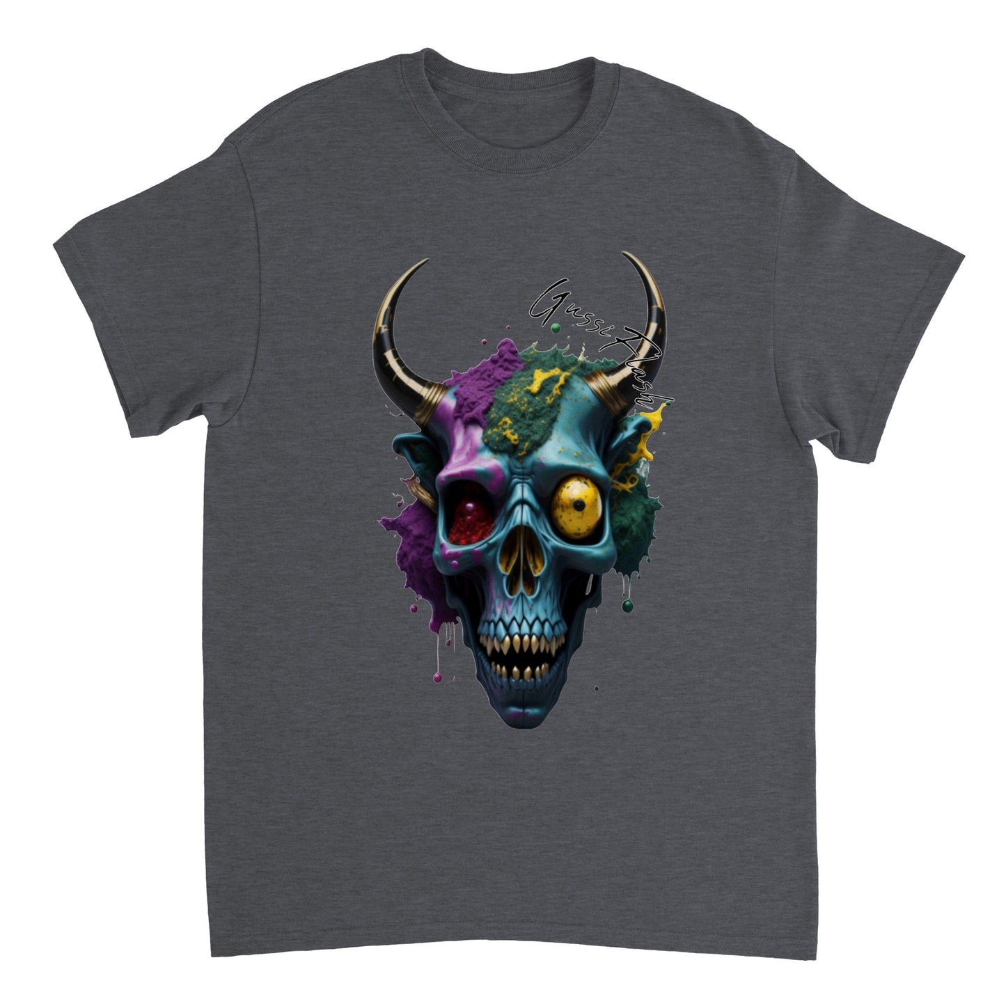 Schweres Unisex T-Shirt mit GussiFlash Skull