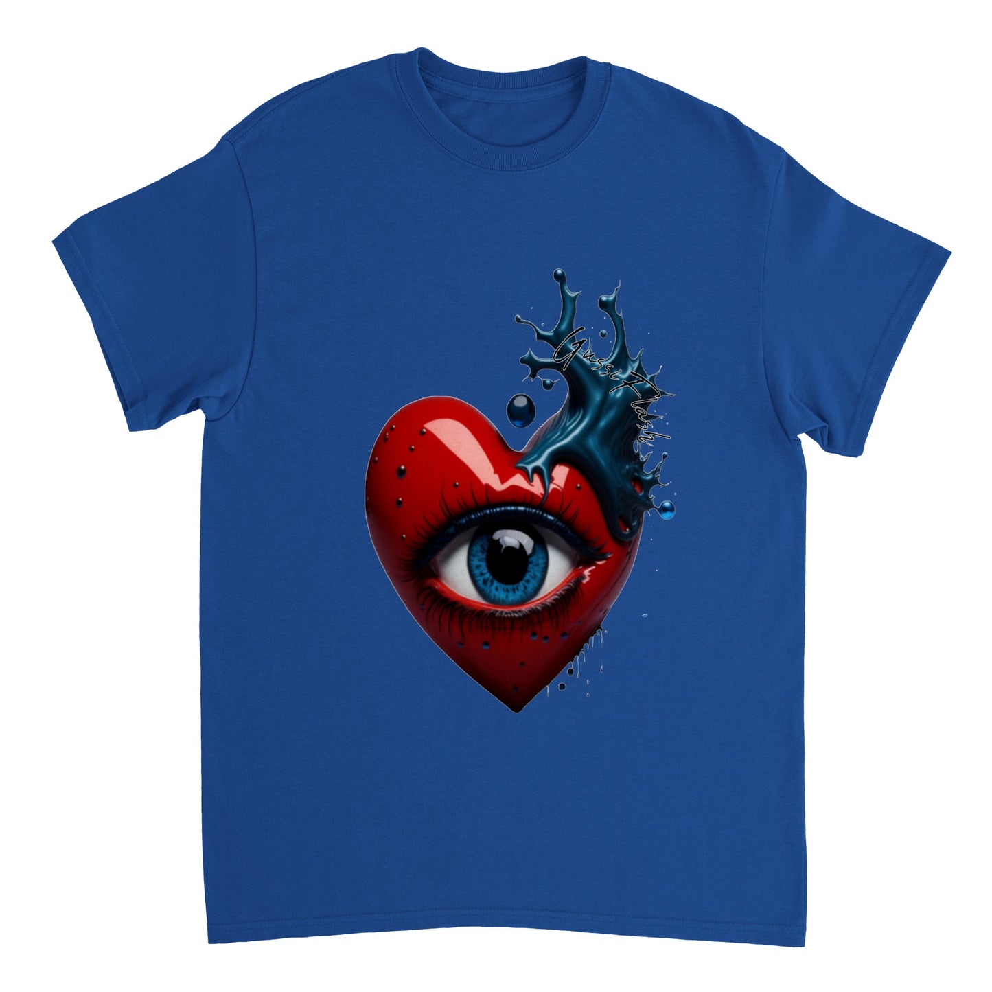 Schweres Unisex T-Shirt mit Rundhalsausschnitt und Gussiflash Logo