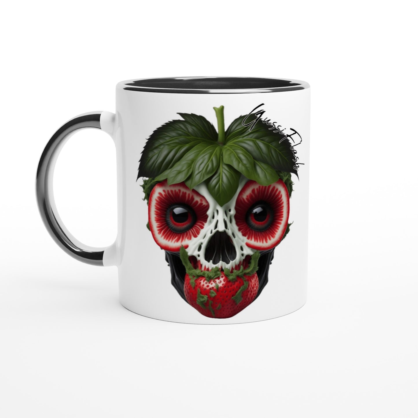 Weiße Keramiktasse Farbe an der Innenseite