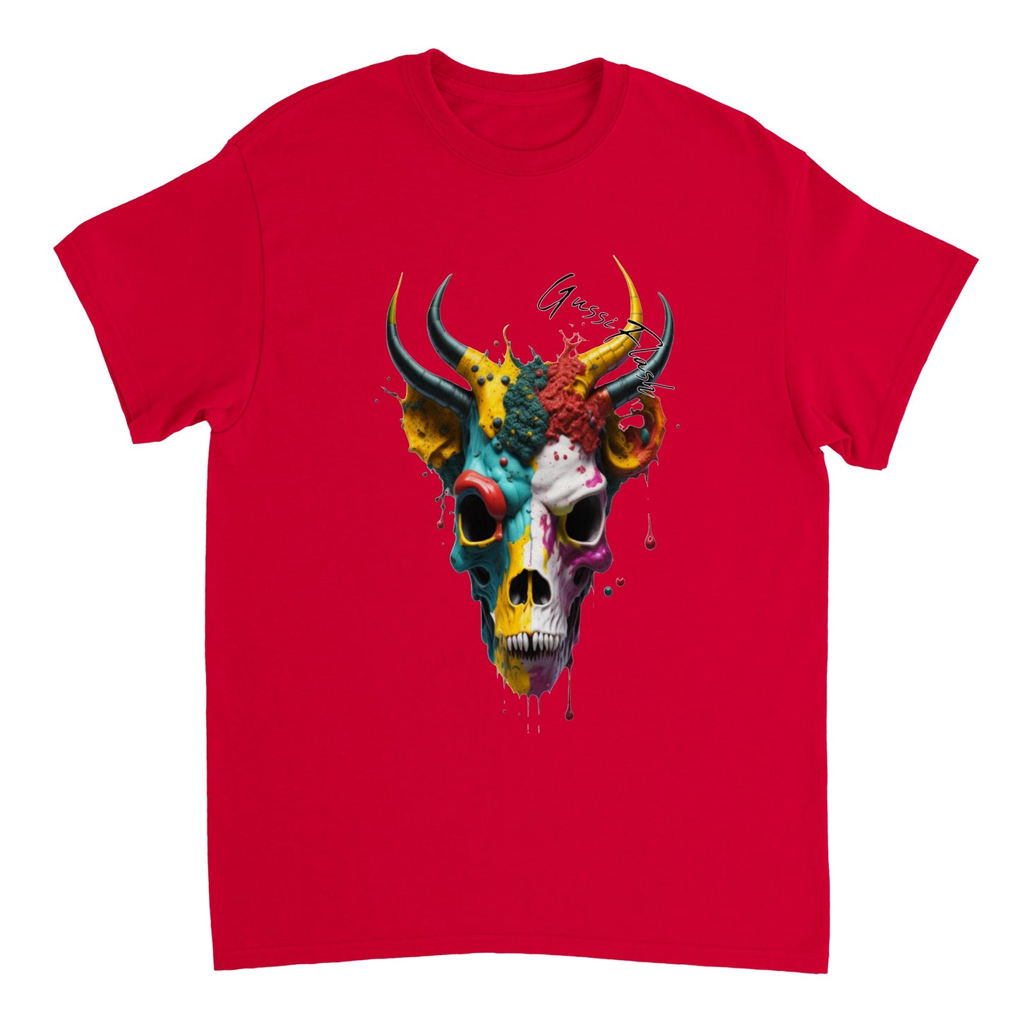 Schweres Unisex T-Shirt mit GussiFlash Skull