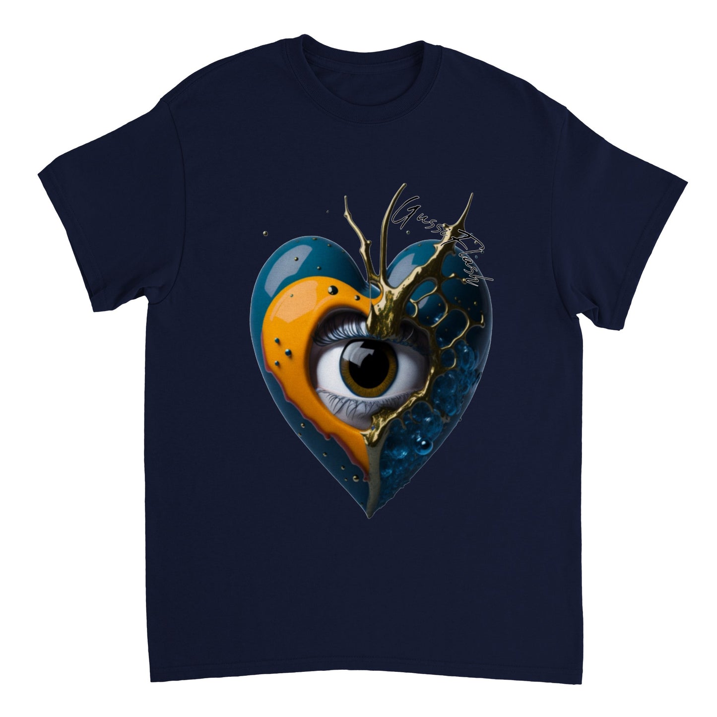 Schweres Unisex T-Shirt mit Rundhalsausschnitt und Gussiflash Logo