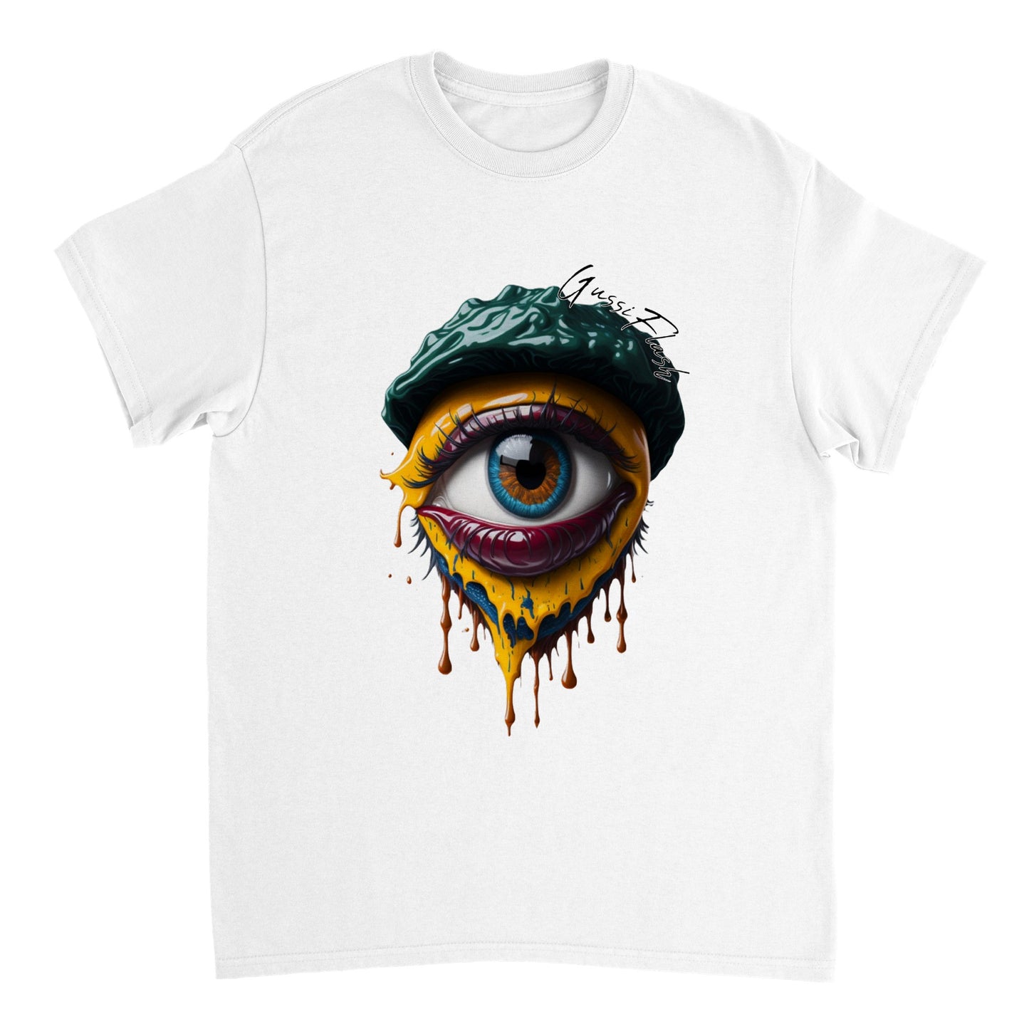 Schweres Unisex T-Shirt mit Rundhalsausschnitt und Gussiflash Logo