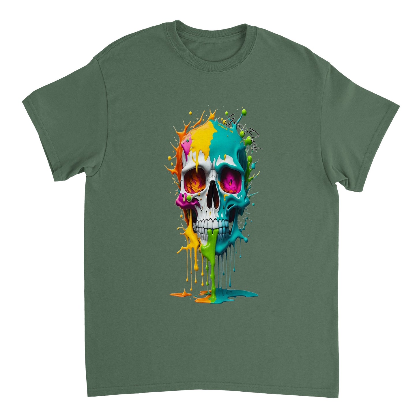 Schweres Unisex T-Shirt mit GussiFlash Skull