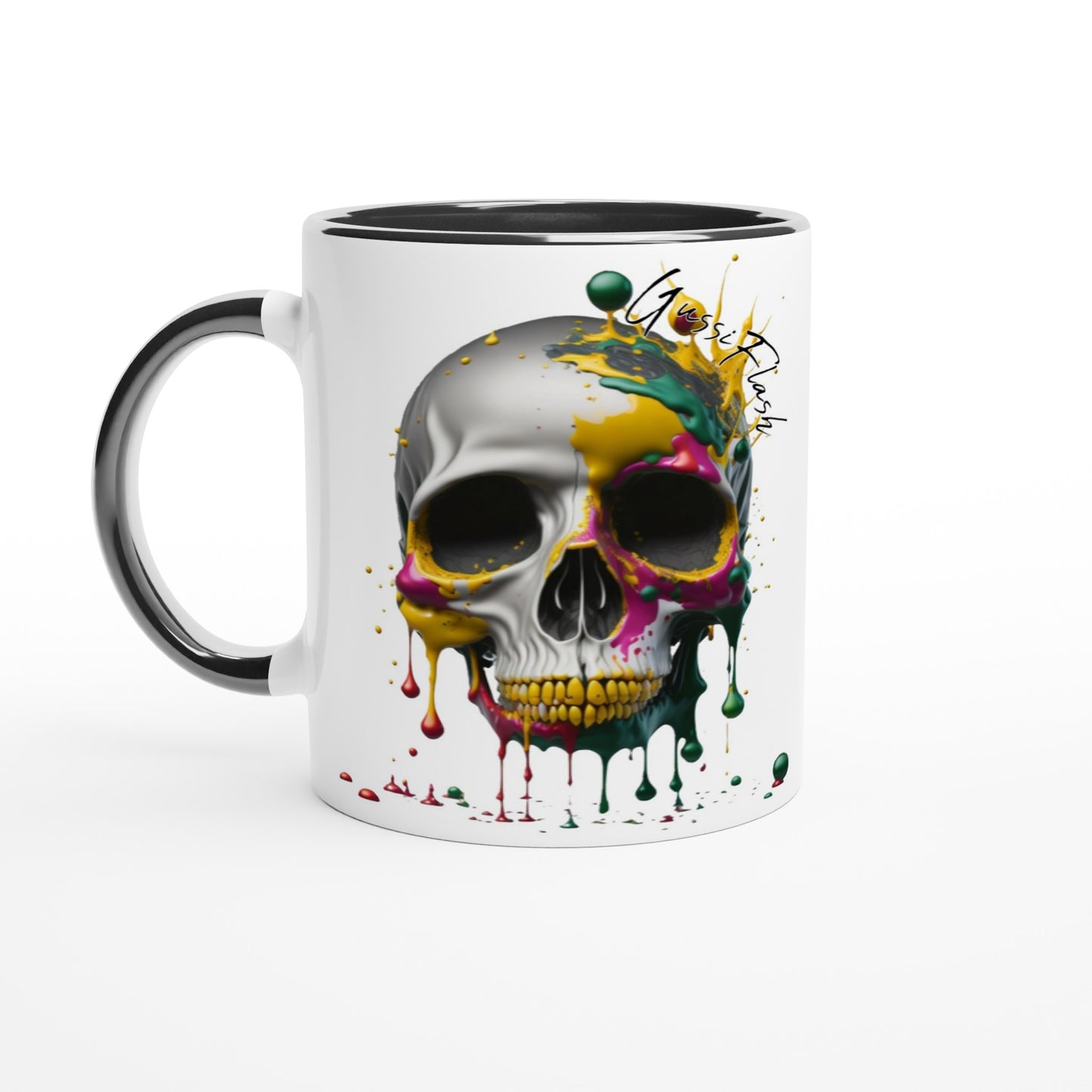 Weiße Keramiktasse Farbe an der Innenseite