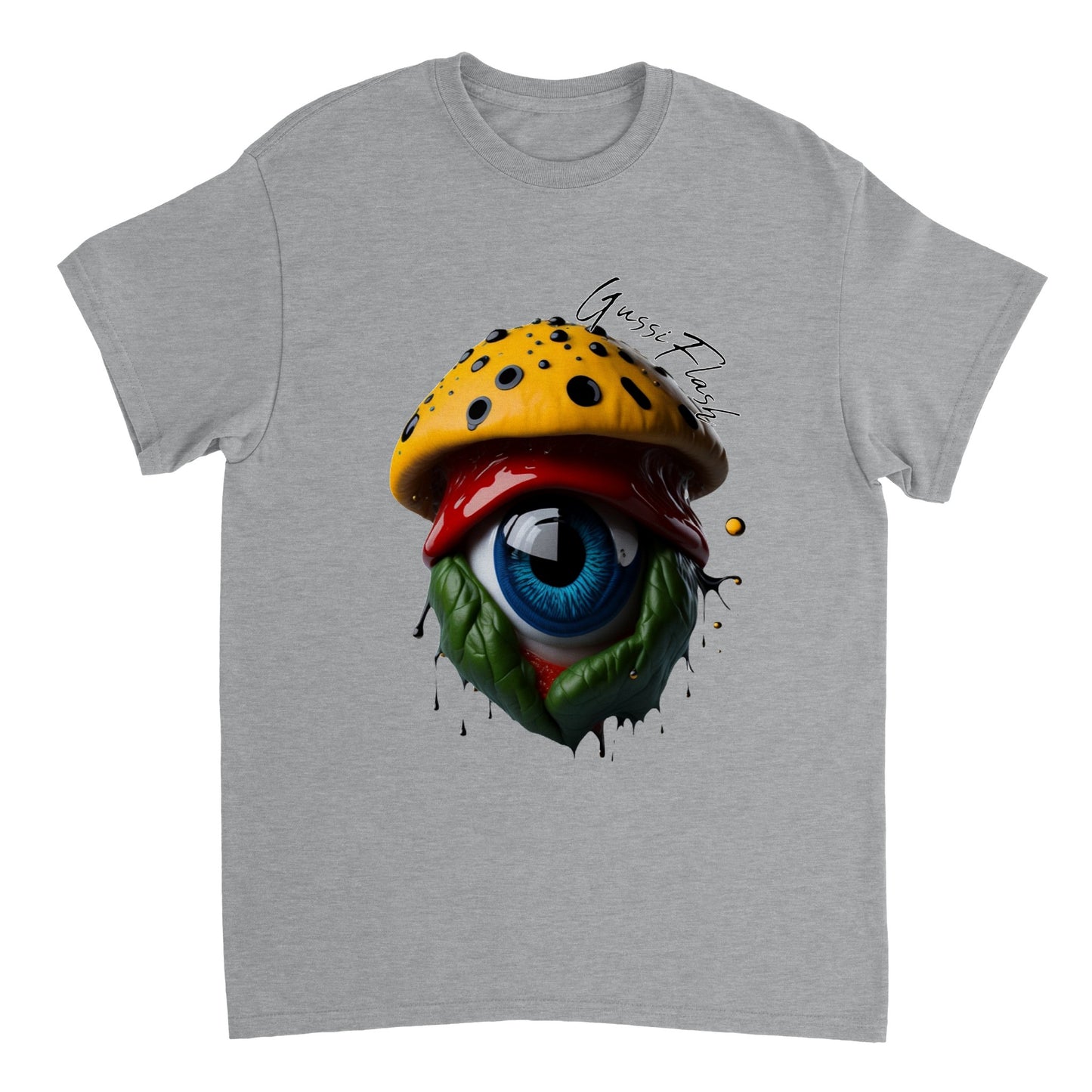 Schweres Unisex T-Shirt mit Rundhalsausschnitt und Gussiflash Logo