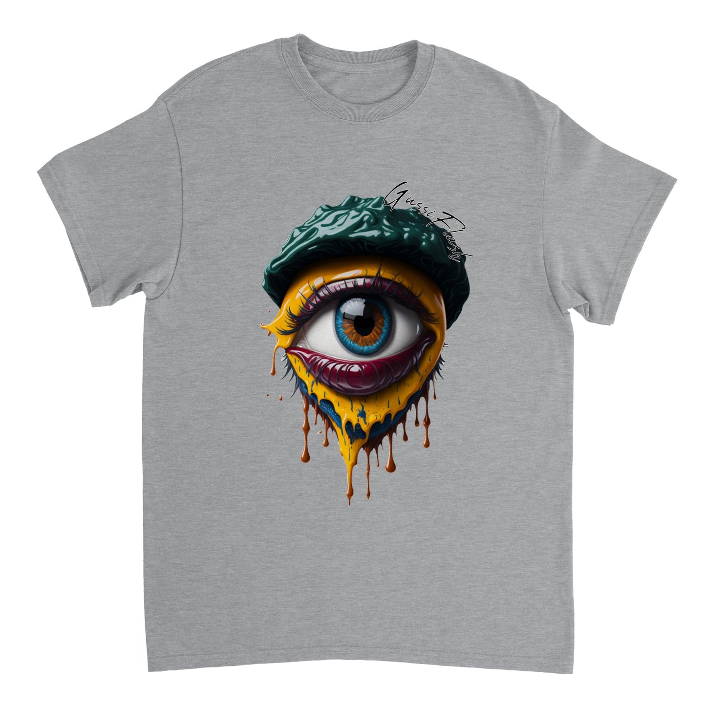 Schweres Unisex T-Shirt mit Rundhalsausschnitt und Gussiflash Logo