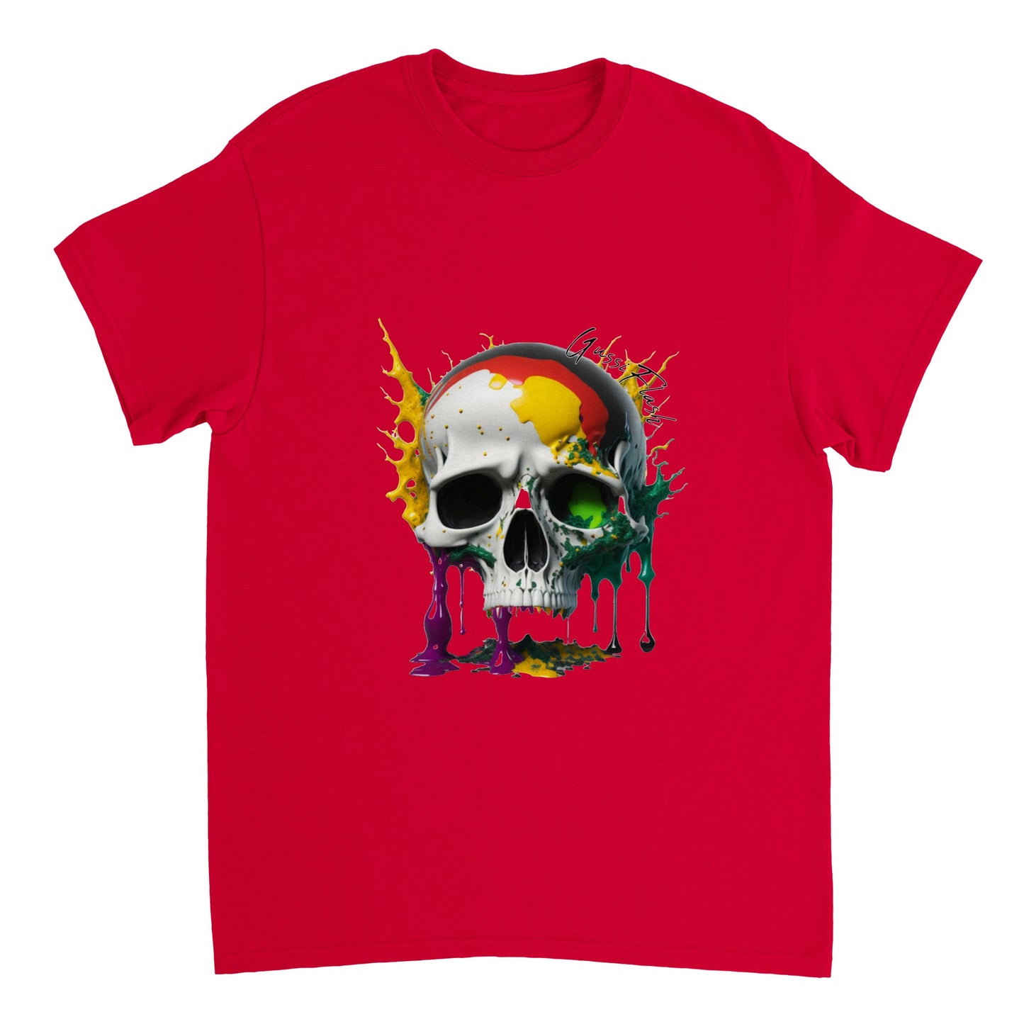 Schweres Unisex T-Shirt mit GussiFlash Skull