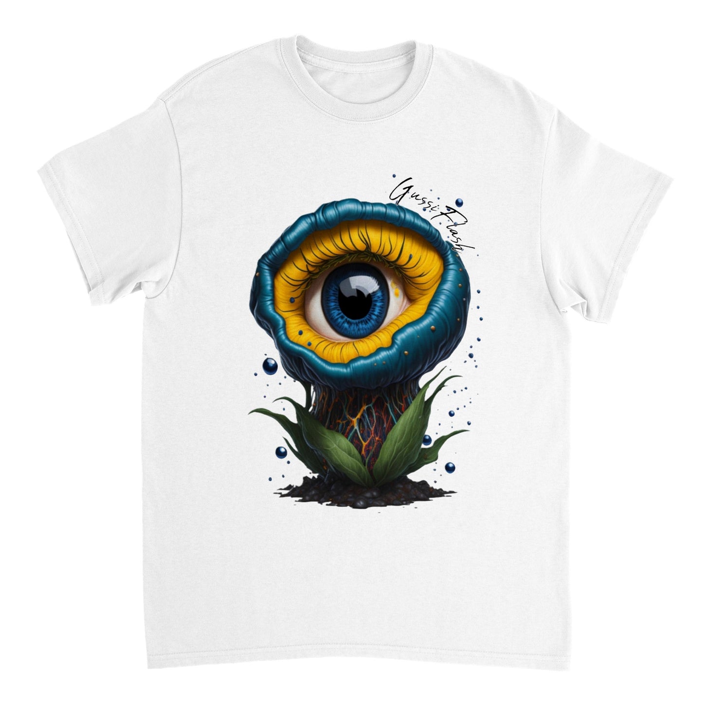 Schweres Unisex T-Shirt mit Rundhalsausschnitt und Gussiflash Logo