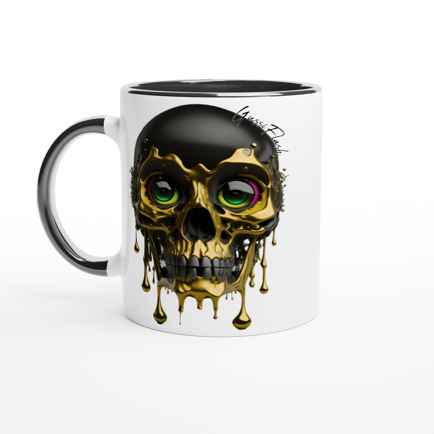 Weiße Keramiktasse Farbe an der Innenseite