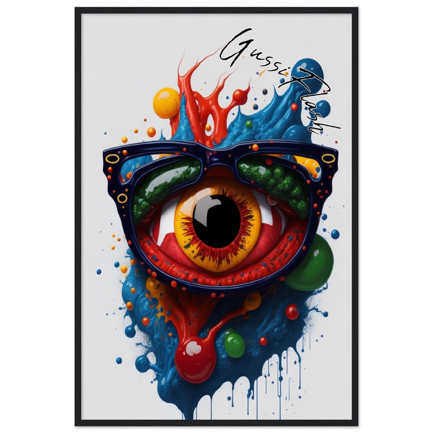 GussiFlash Premium-Poster aus mattem Papier mit Holzrahmen