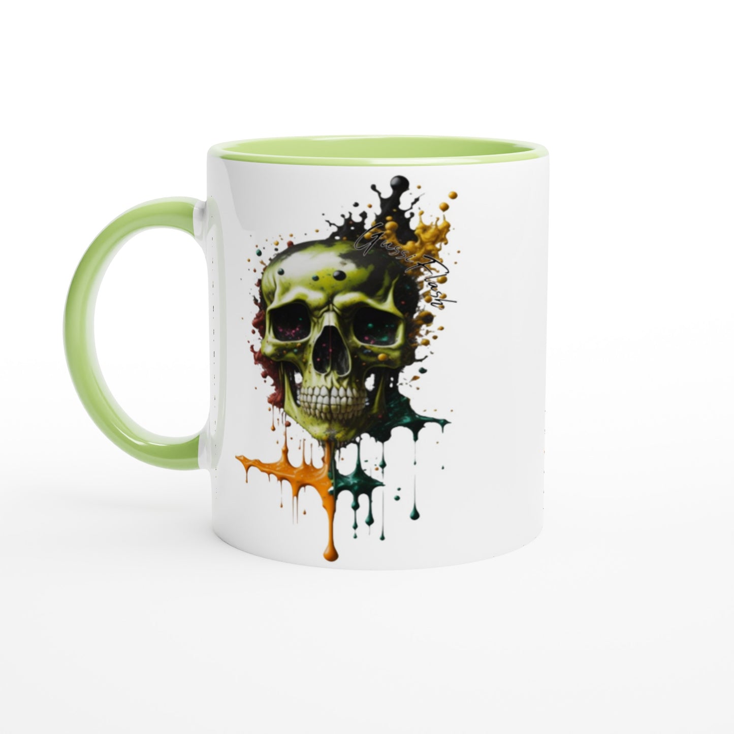 Weiße Keramiktasse Farbe an der Innenseite