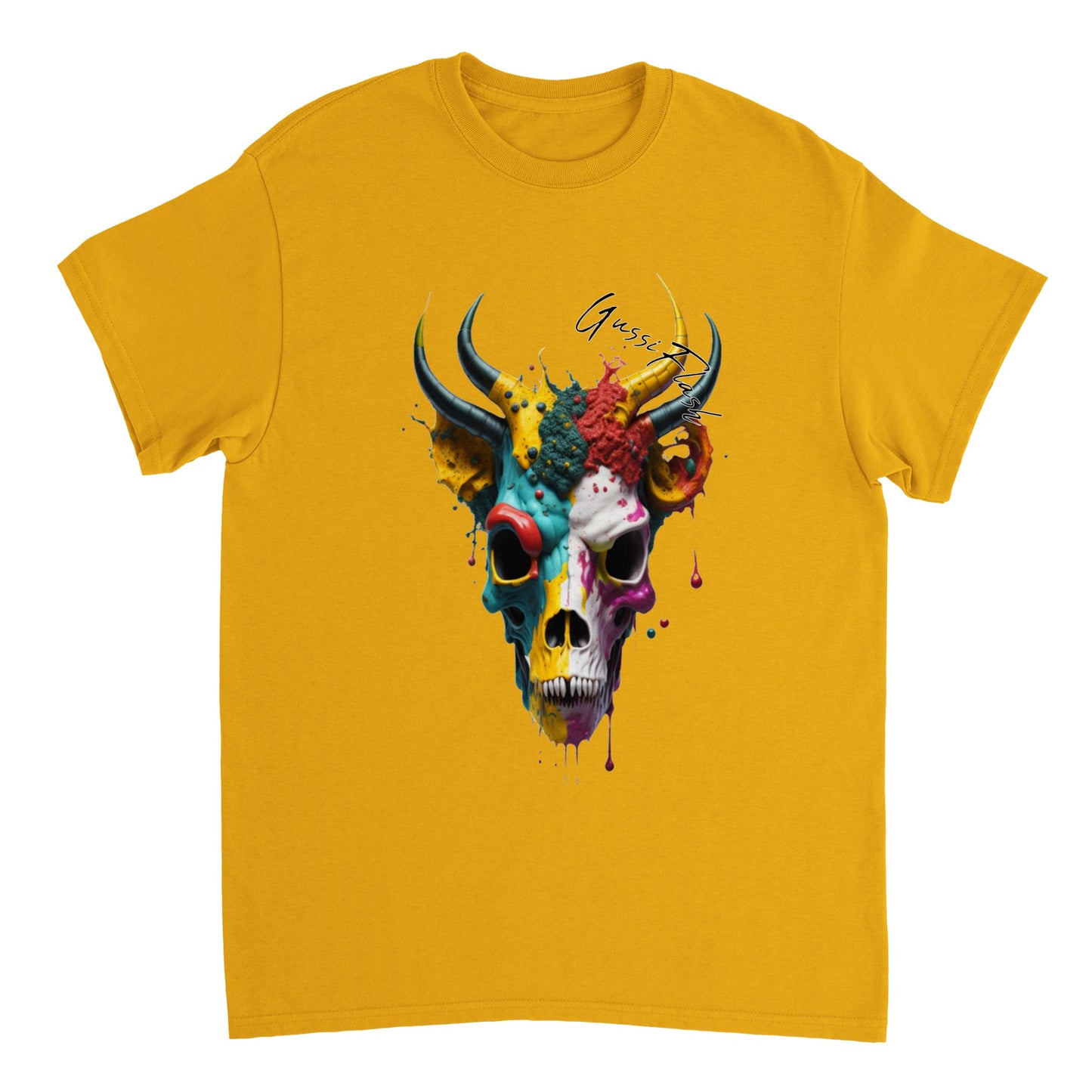 Schweres Unisex T-Shirt mit GussiFlash Skull