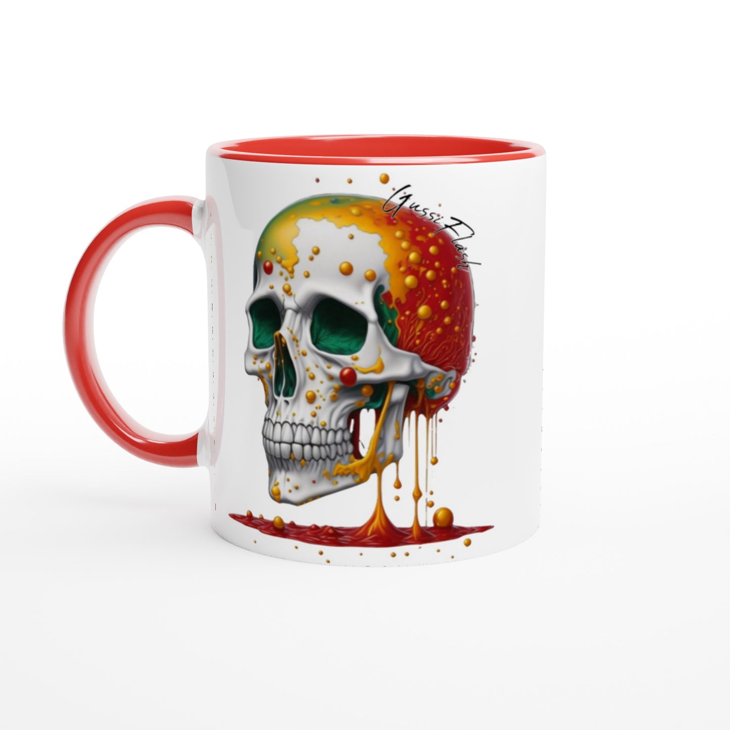 Weiße Keramiktasse Farbe an der Innenseite