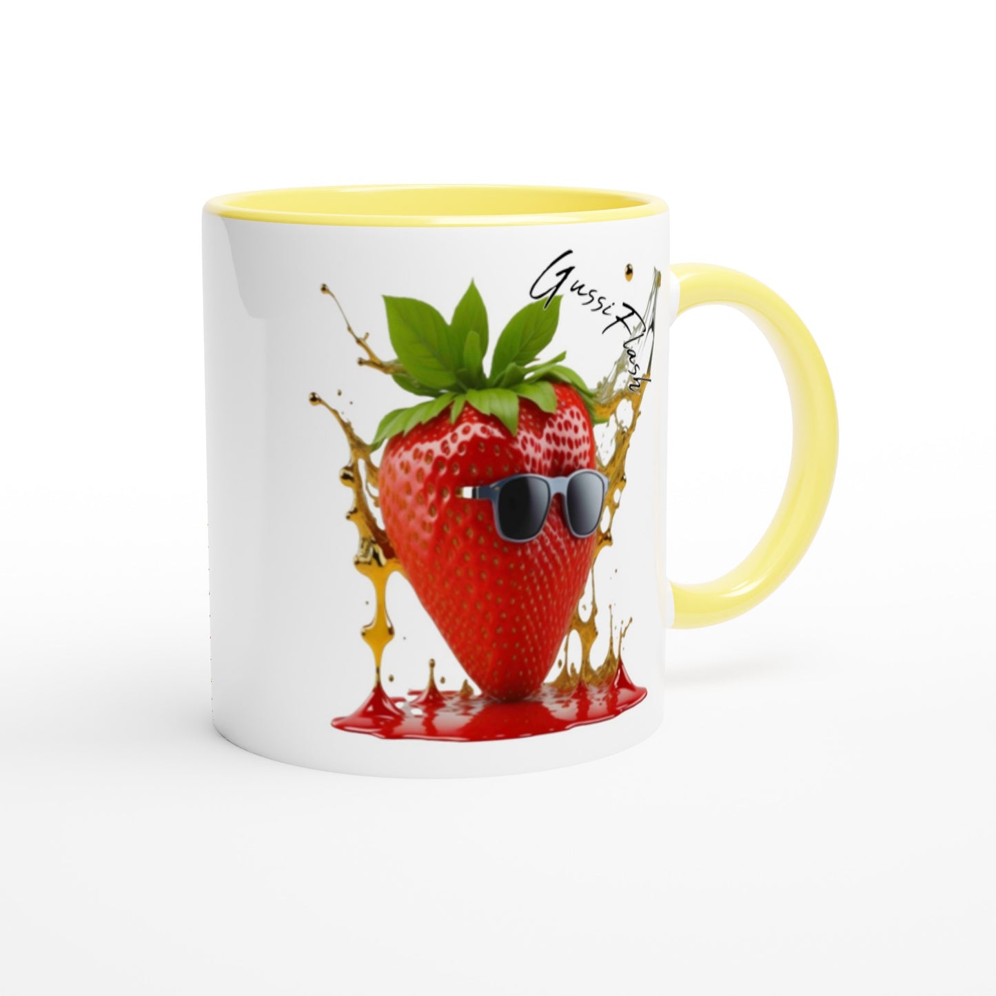 Weiße Keramiktasse Farbe an der Innenseite