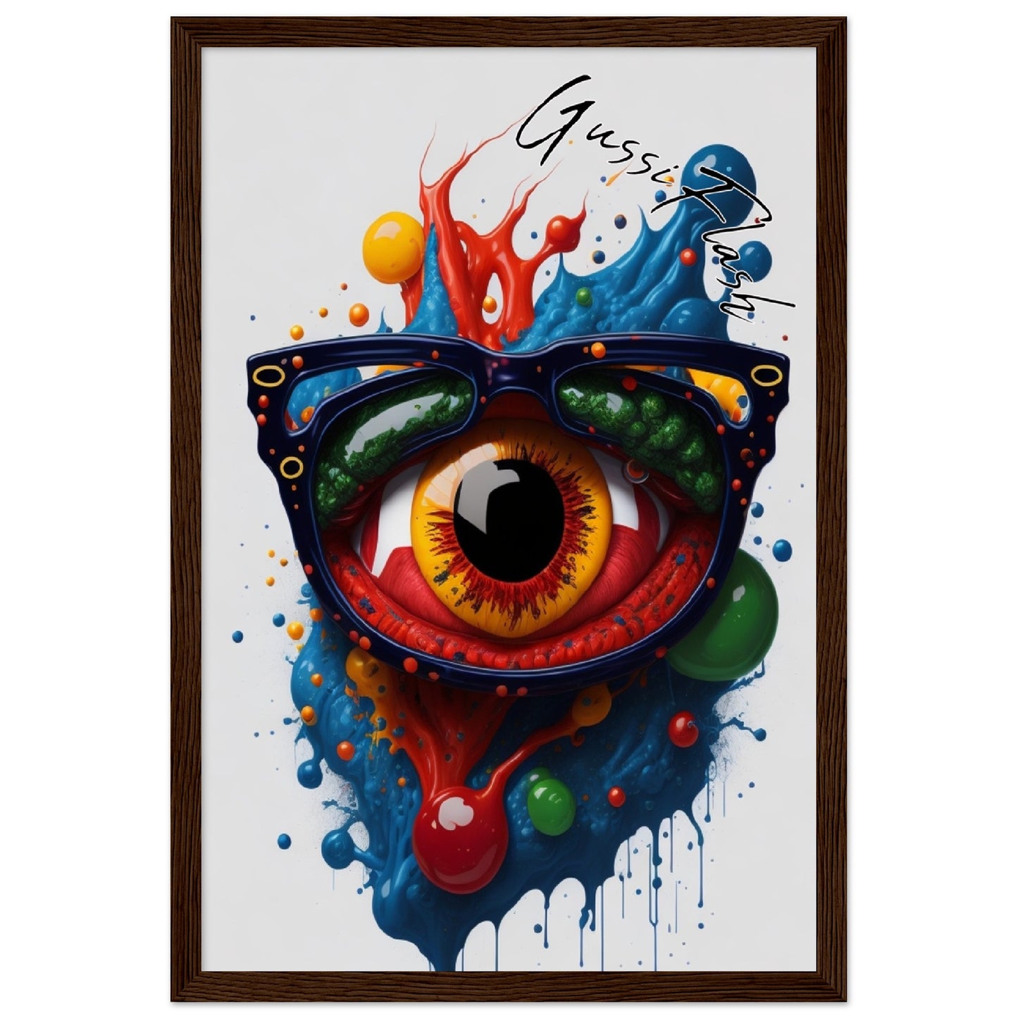 GussiFlash Premium-Poster aus mattem Papier mit Holzrahmen