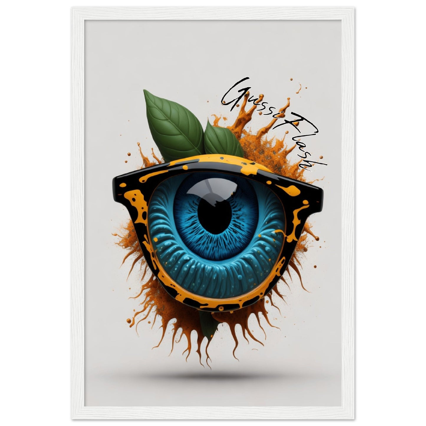 GussiFlash Premium-Poster aus mattem Papier mit Holzrahmen