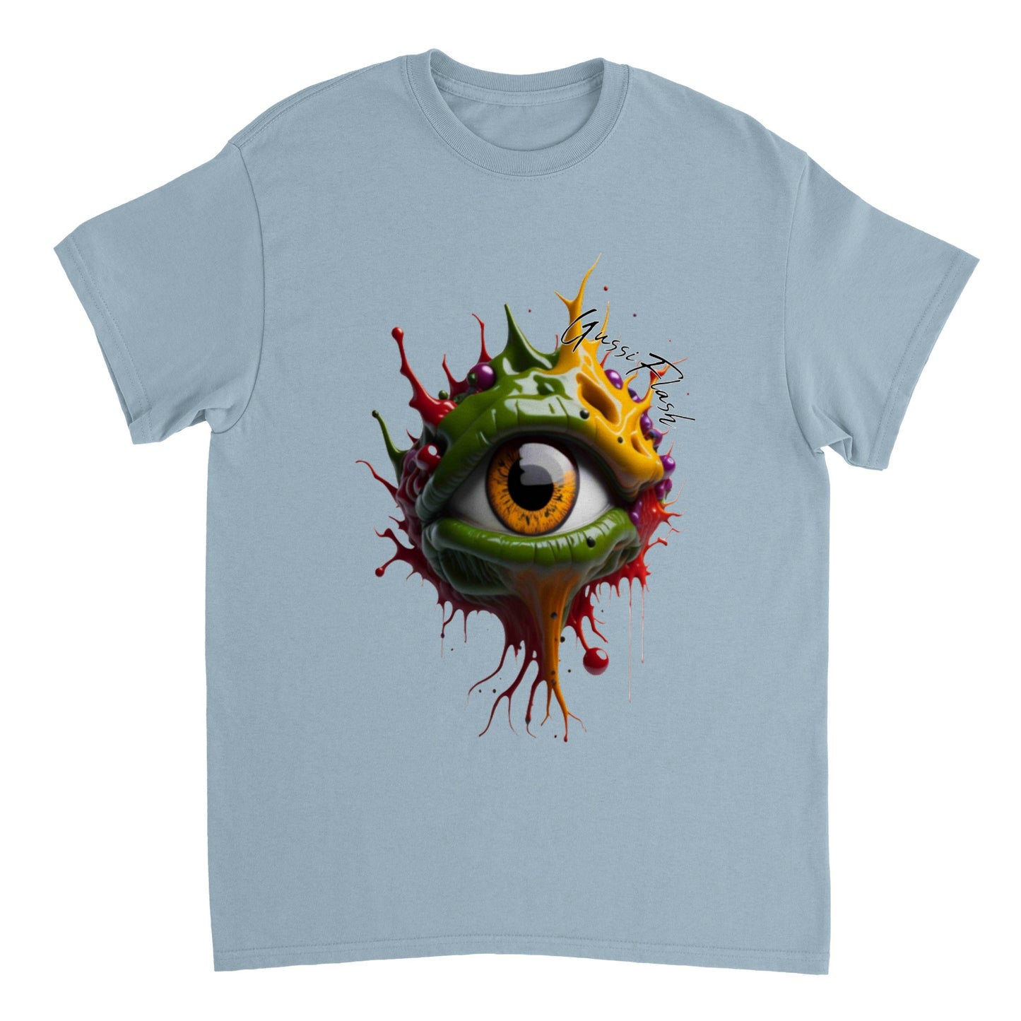 Schweres Unisex T-Shirt mit Rundhalsausschnitt und Gussiflash Logo