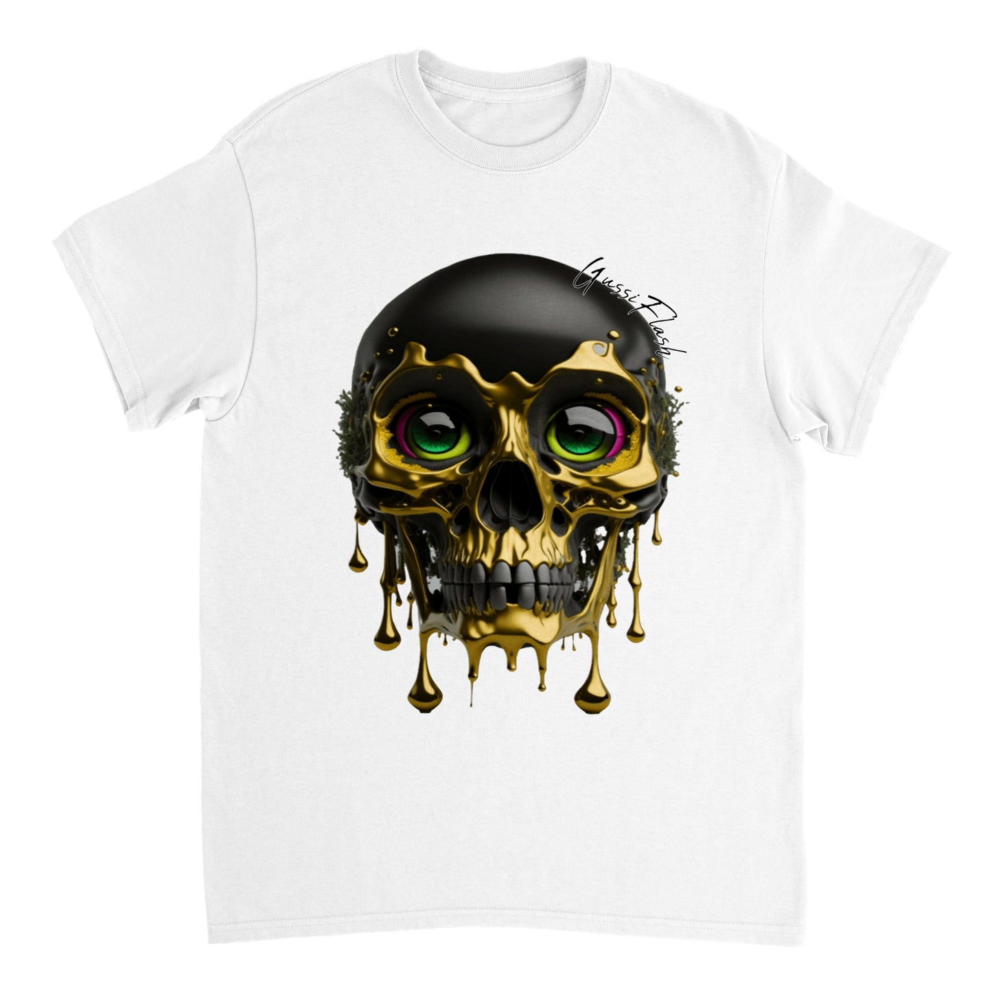 Schweres Unisex T-Shirt mit GussiFlash Skull
