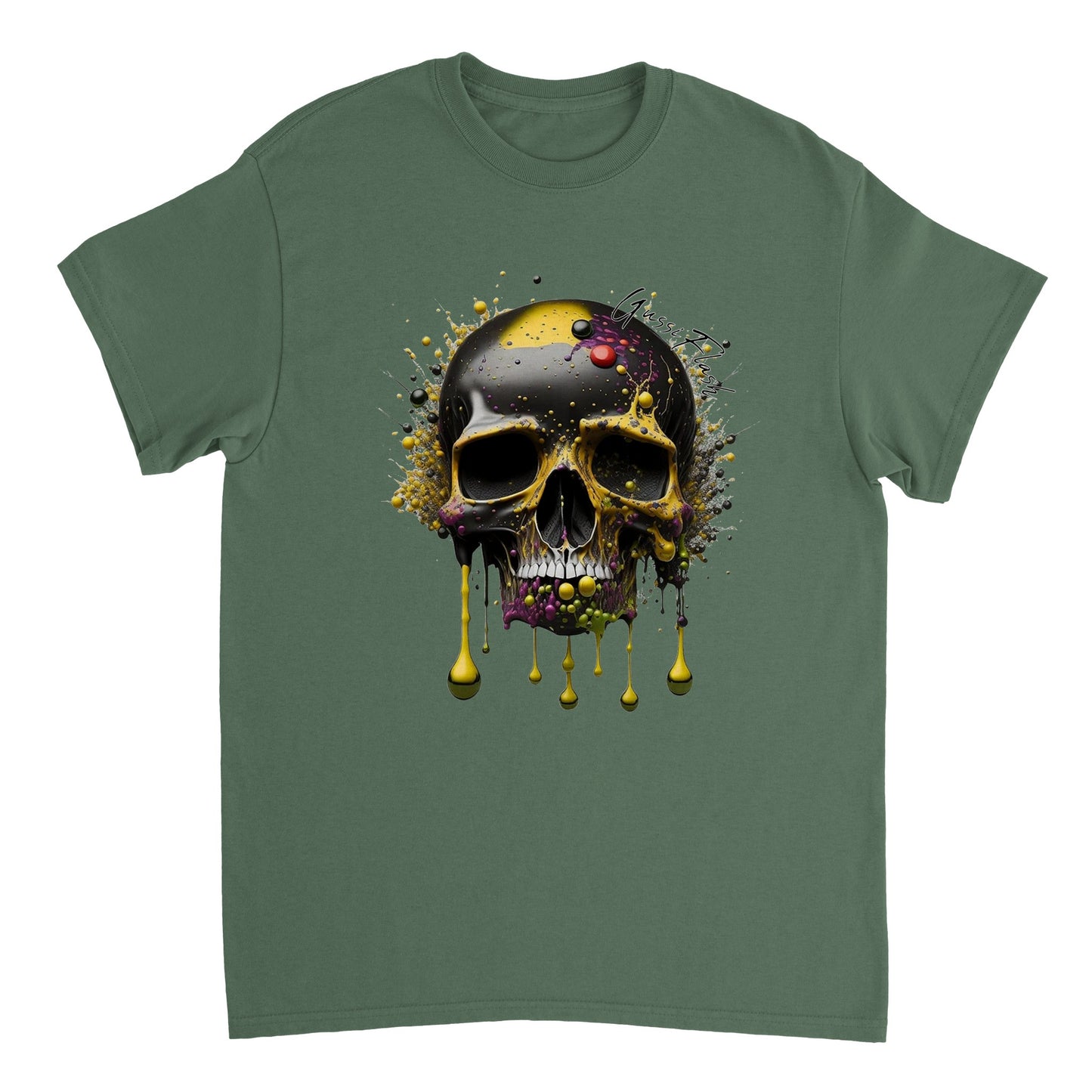 Schweres Unisex T-Shirt mit GussiFlash Skull
