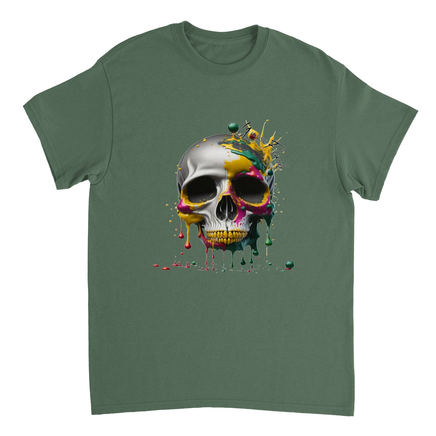 Schweres Unisex T-Shirt mit GussiFlash Skull