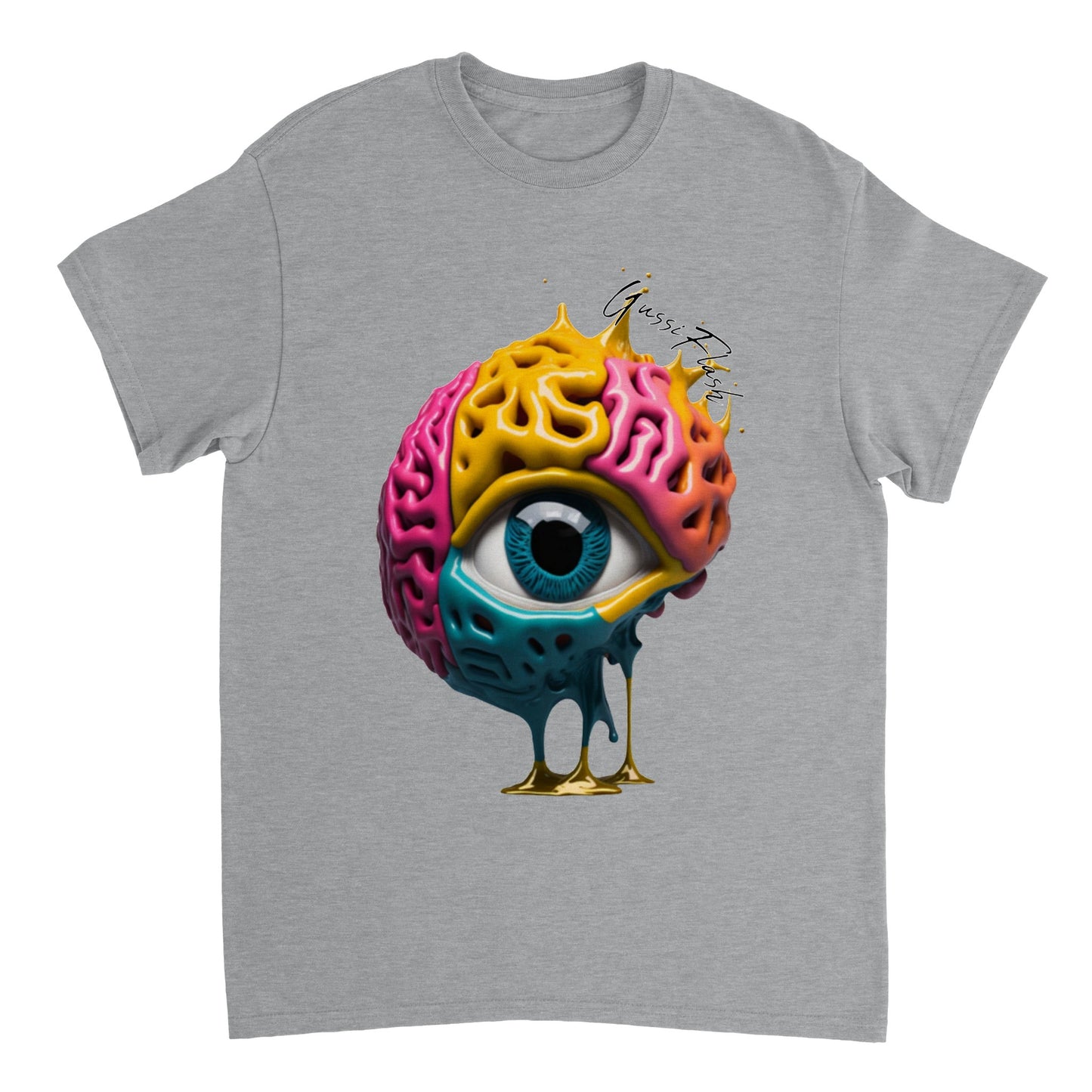 Schweres Unisex T-Shirt mit Rundhalsausschnitt und Gussiflash Logo