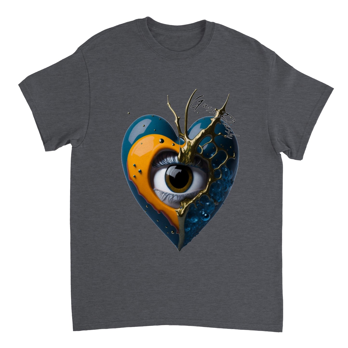 Schweres Unisex T-Shirt mit Rundhalsausschnitt und Gussiflash Logo