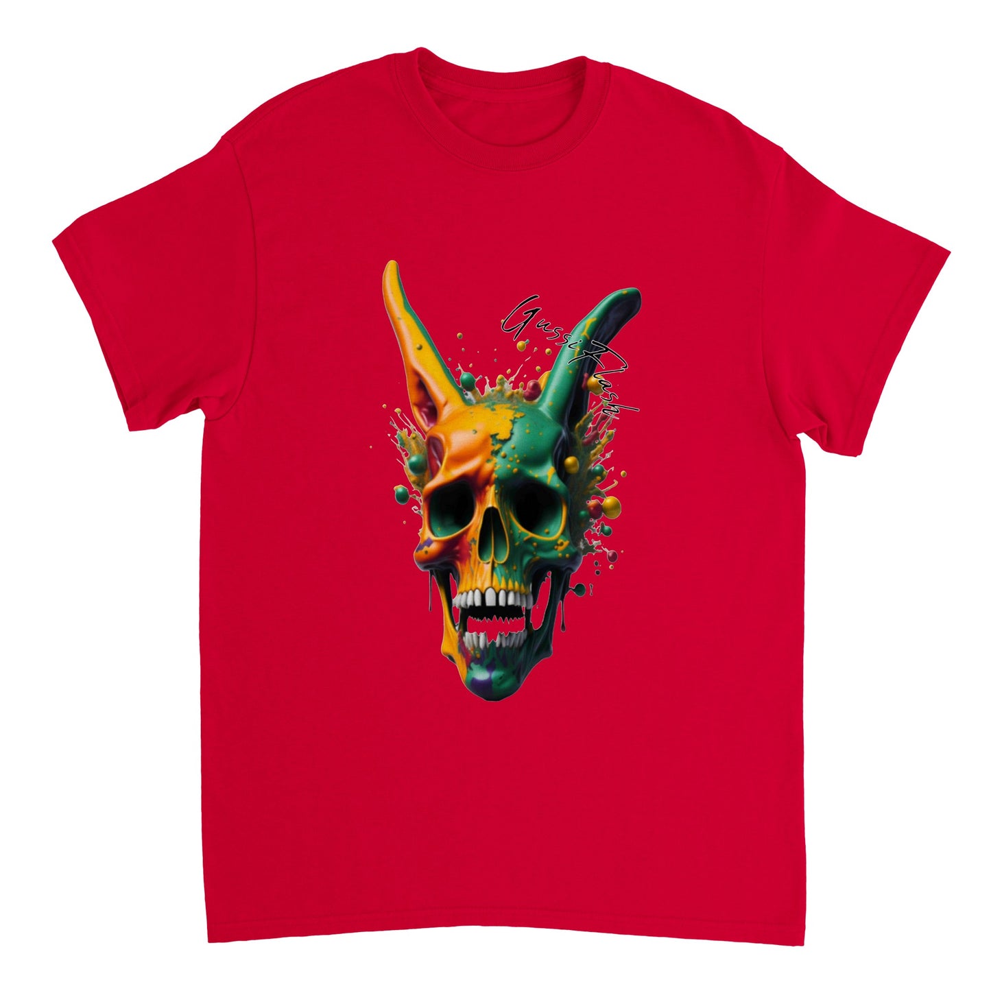 Schweres Unisex T-Shirt mit GussiFlash Skull