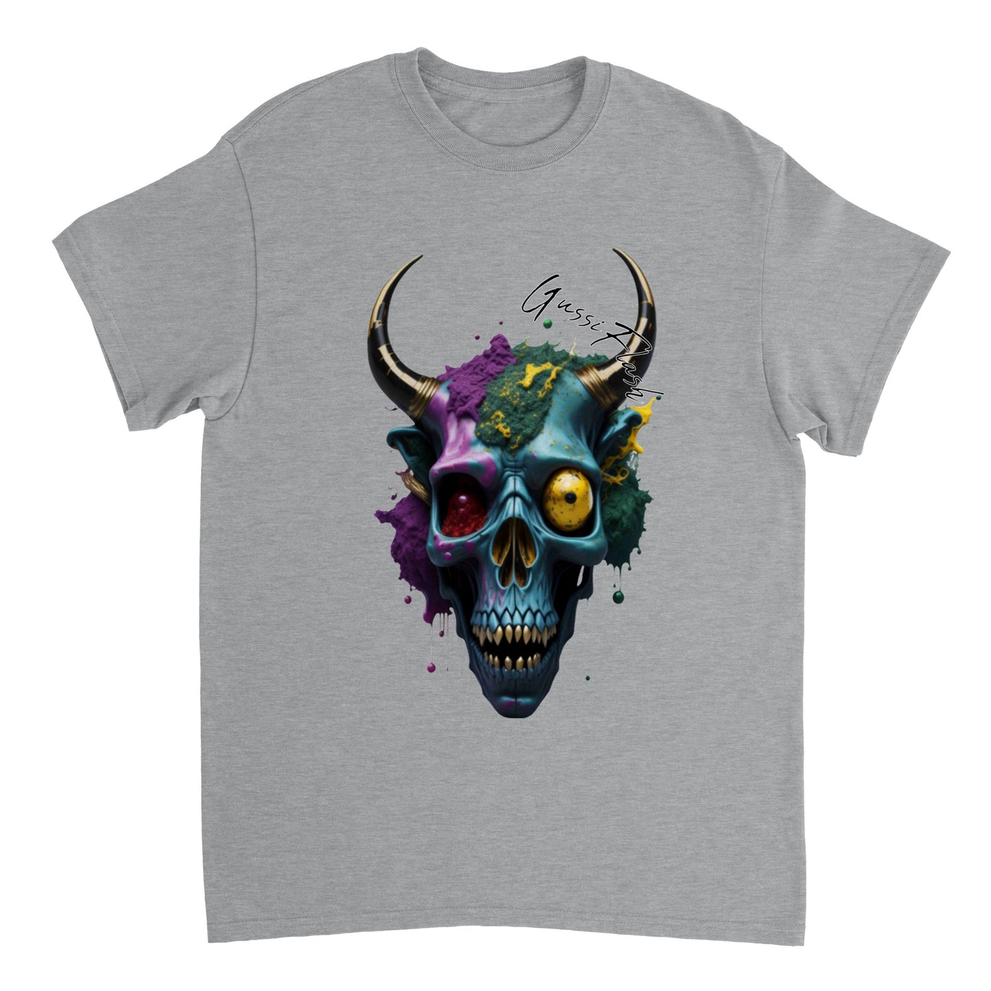 Schweres Unisex T-Shirt mit GussiFlash Skull