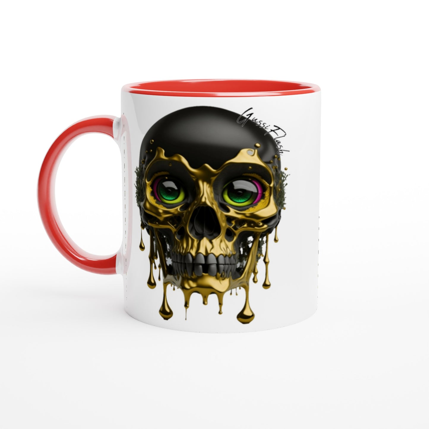 Weiße Keramiktasse Farbe an der Innenseite