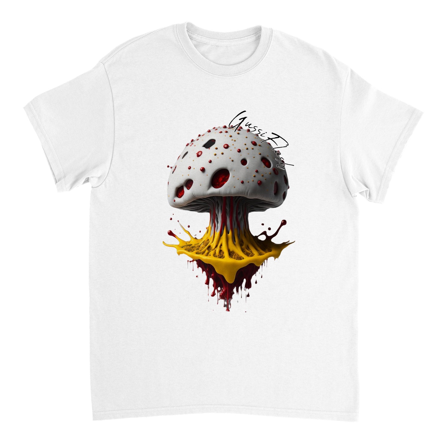 Schweres Unisex T-Shirt mit Rundhalsausschnitt und Gussiflash Logo