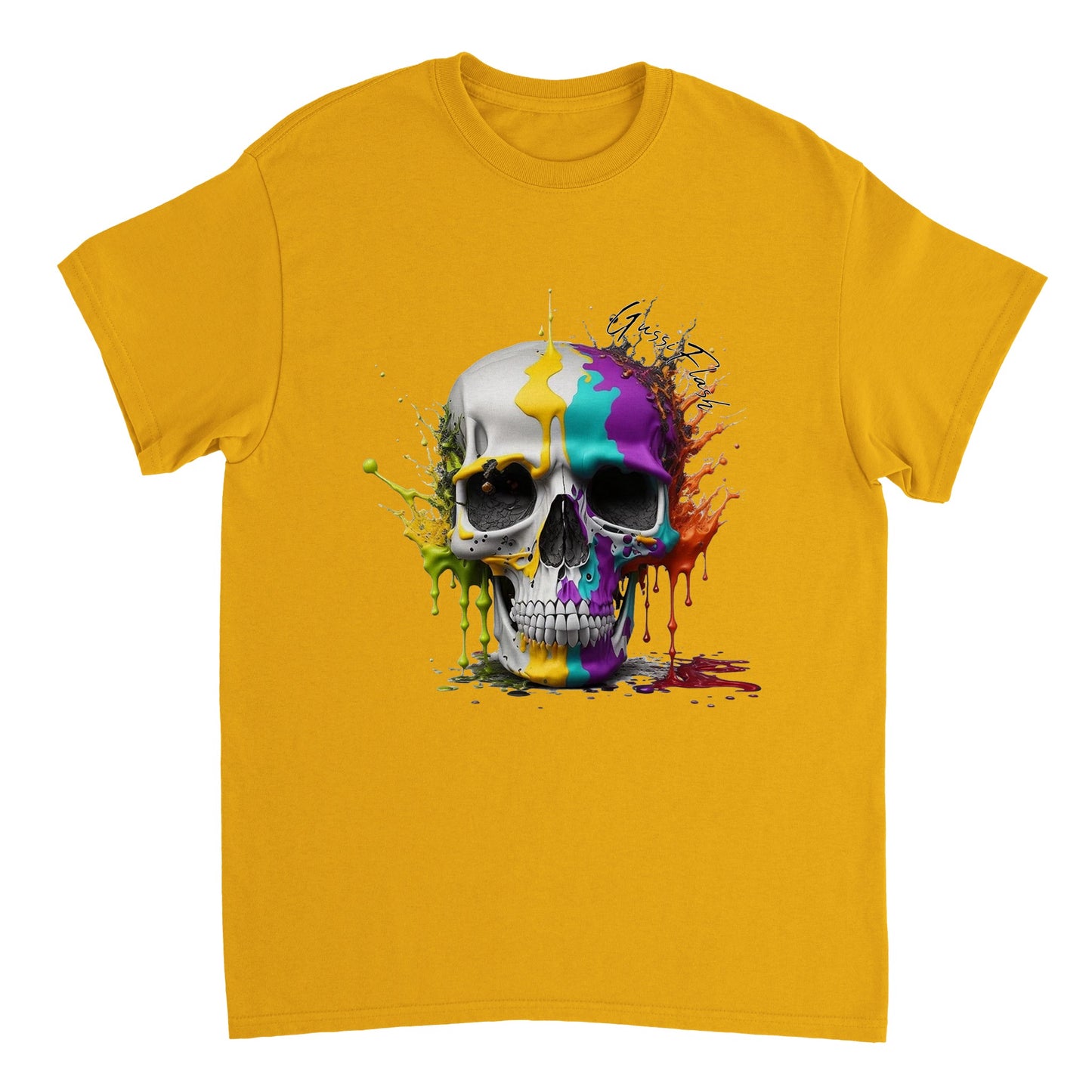 Schweres Unisex T-Shirt mit GussiFlash Skull