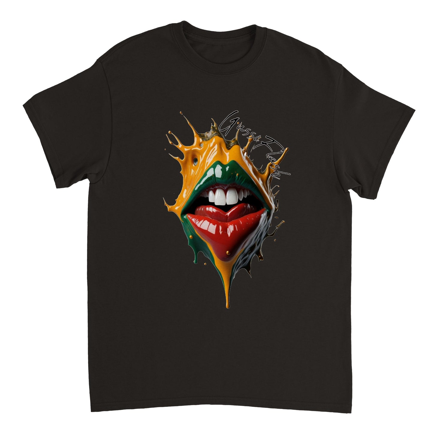 Schweres Unisex T-Shirt mit Rundhalsausschnitt und Gussiflash Logo