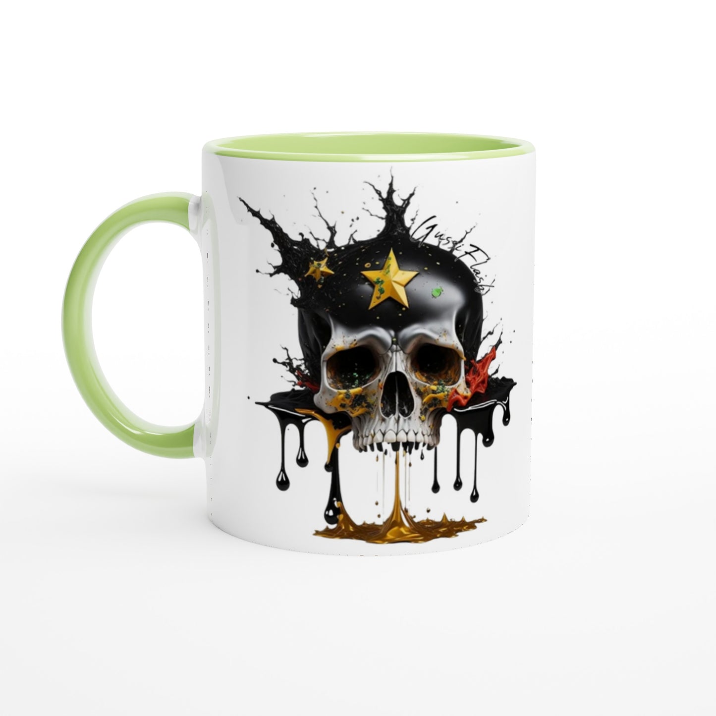 Weiße Keramiktasse Farbe an der Innenseite