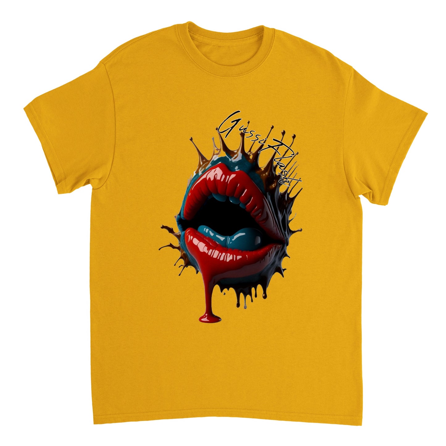 Schweres Unisex T-Shirt mit Rundhalsausschnitt und Gussiflash Logo