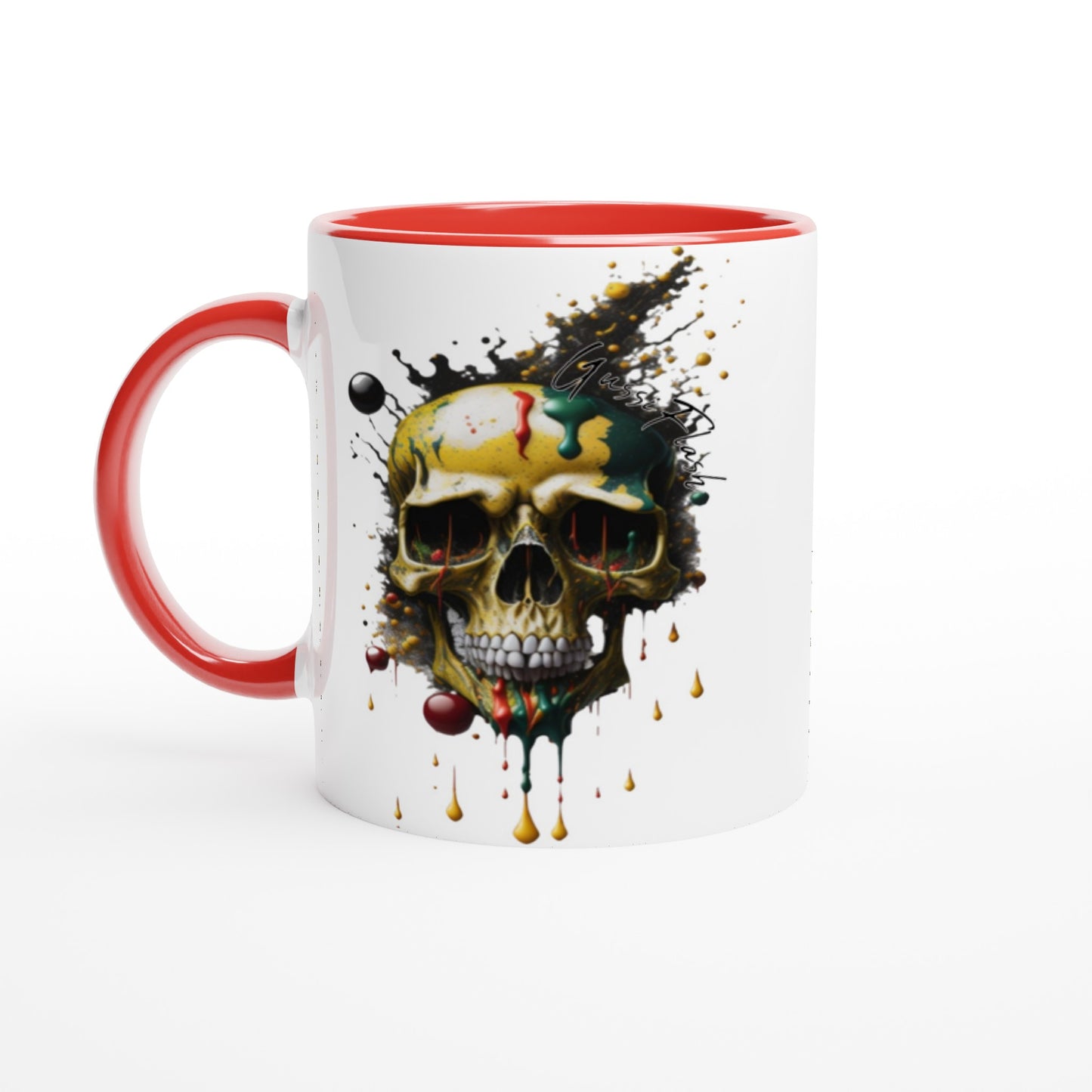 Weiße Keramiktasse Farbe an der Innenseite