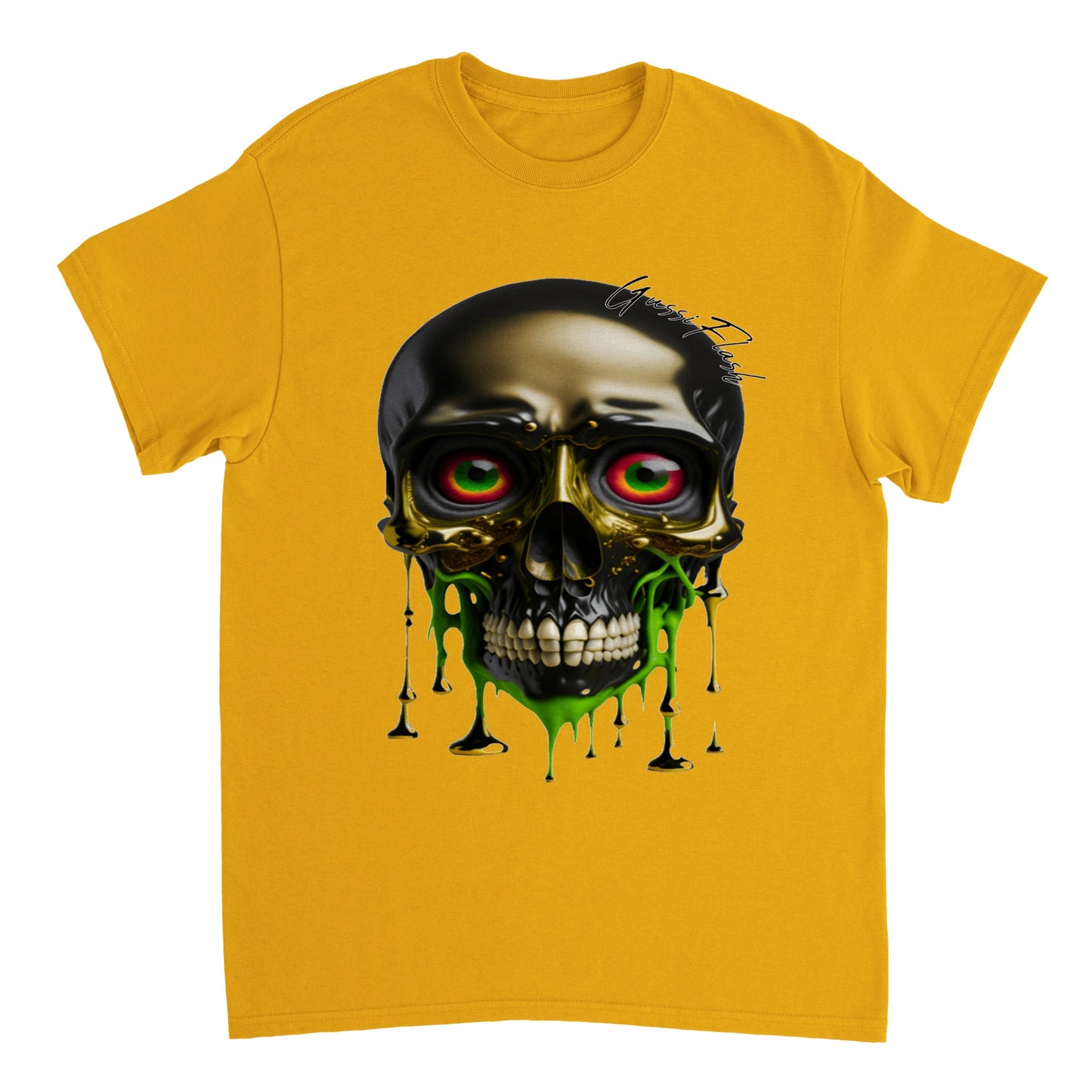 Schweres Unisex T-Shirt mit GussiFlash Skull