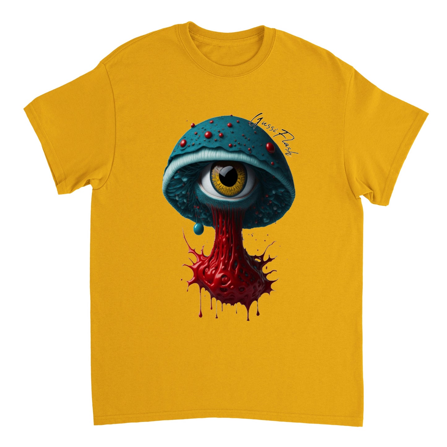 Schweres Unisex T-Shirt mit Rundhalsausschnitt und Gussiflash Logo