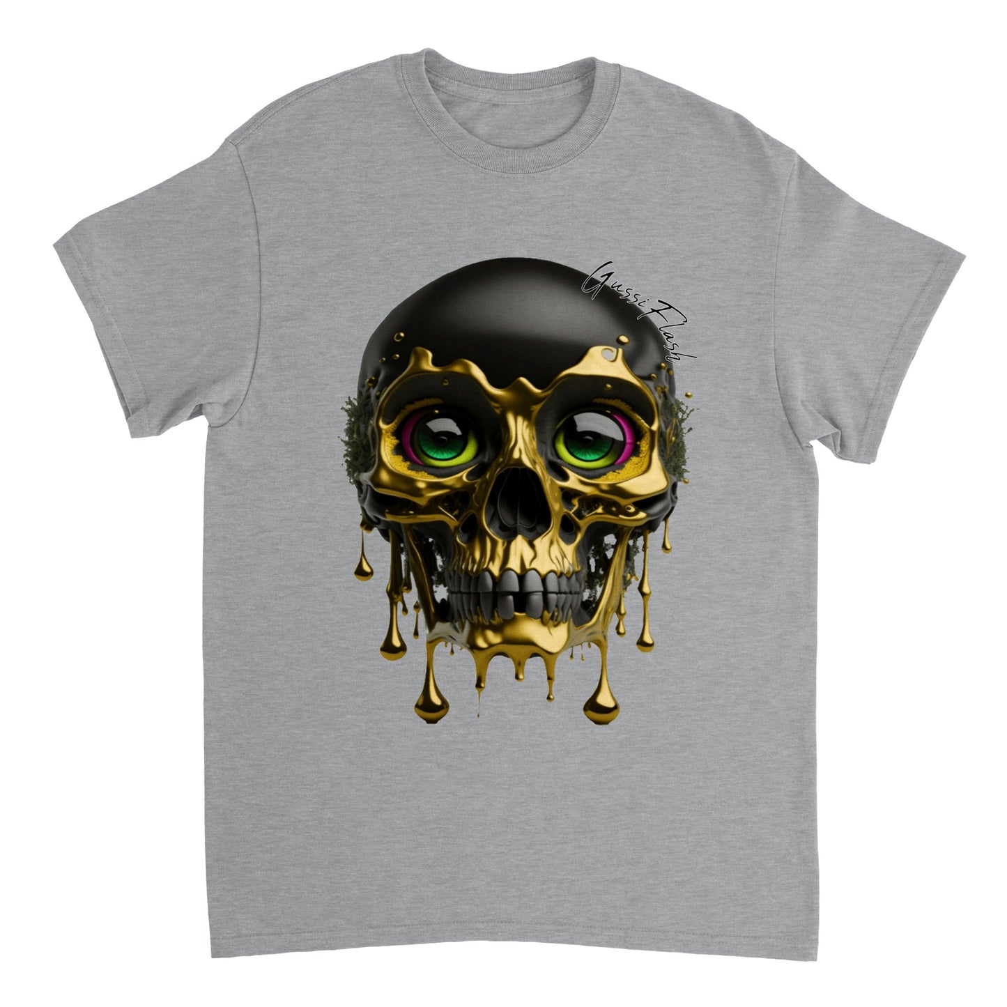 Schweres Unisex T-Shirt mit GussiFlash Skull