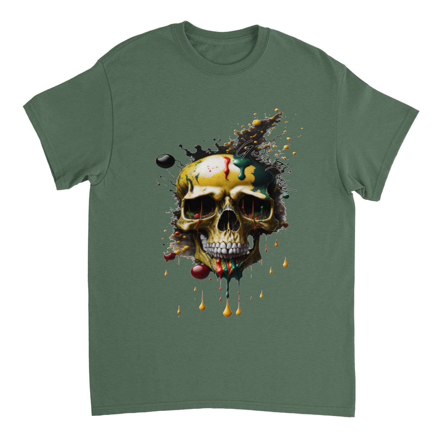 Schweres Unisex T-Shirt mit GussiFlash Skull