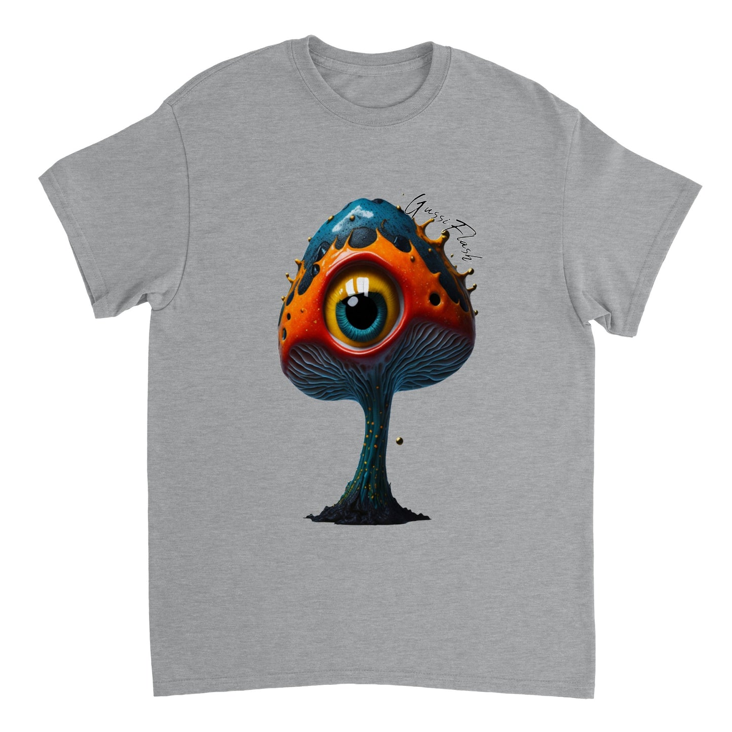 Schweres Unisex T-Shirt mit Rundhalsausschnitt und Gussiflash Logo