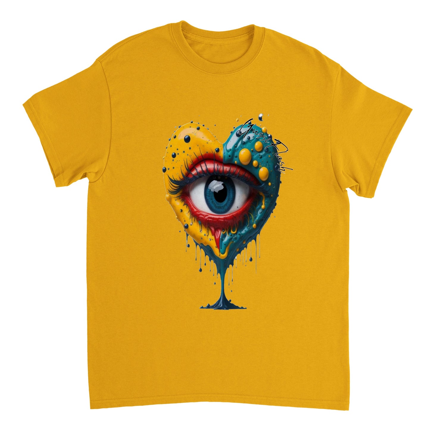Schweres Unisex T-Shirt mit Rundhalsausschnitt und Gussiflash Logo