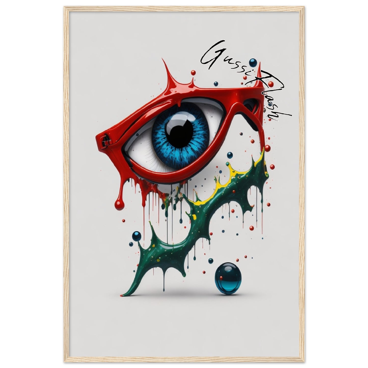 GussiFlash Premium-Poster aus mattem Papier mit Holzrahmen