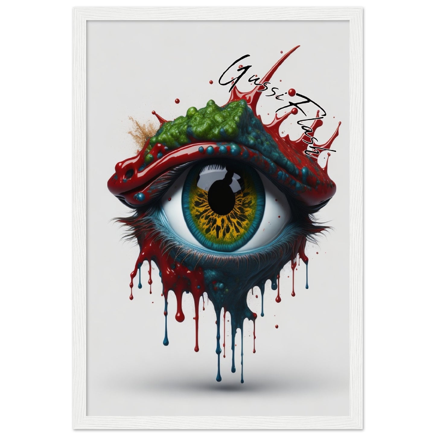 GussiFlash Premium-Poster aus mattem Papier mit Holzrahmen