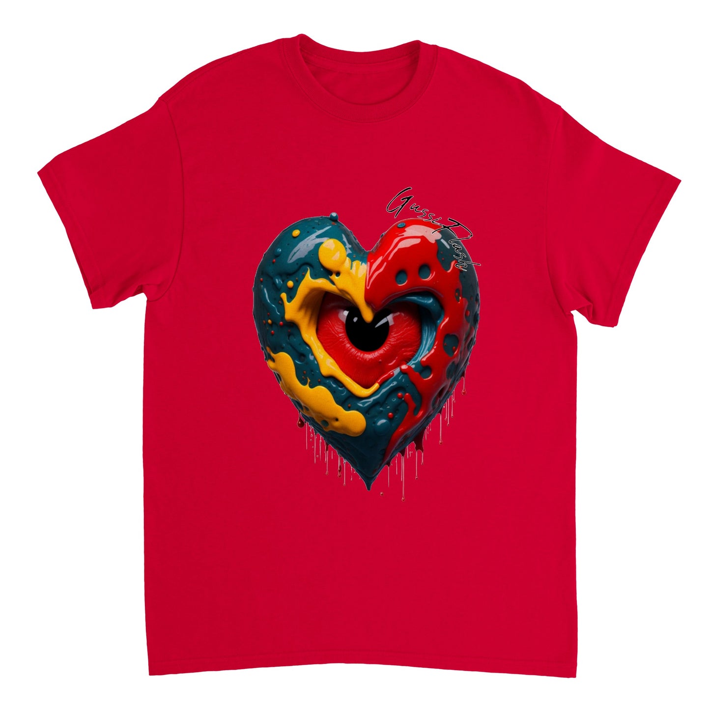 Schweres Unisex T-Shirt mit Rundhalsausschnitt und Gussiflash Logo