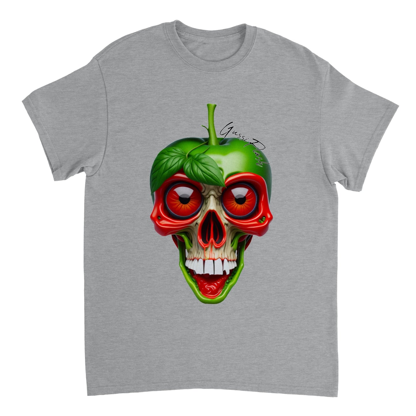 Schweres Unisex T-Shirt mit GussiFlash Skull