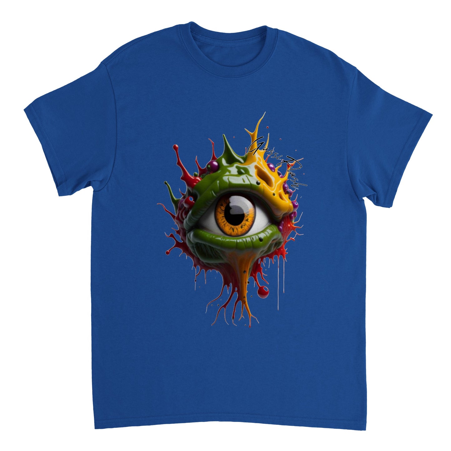 Schweres Unisex T-Shirt mit Rundhalsausschnitt und Gussiflash Logo