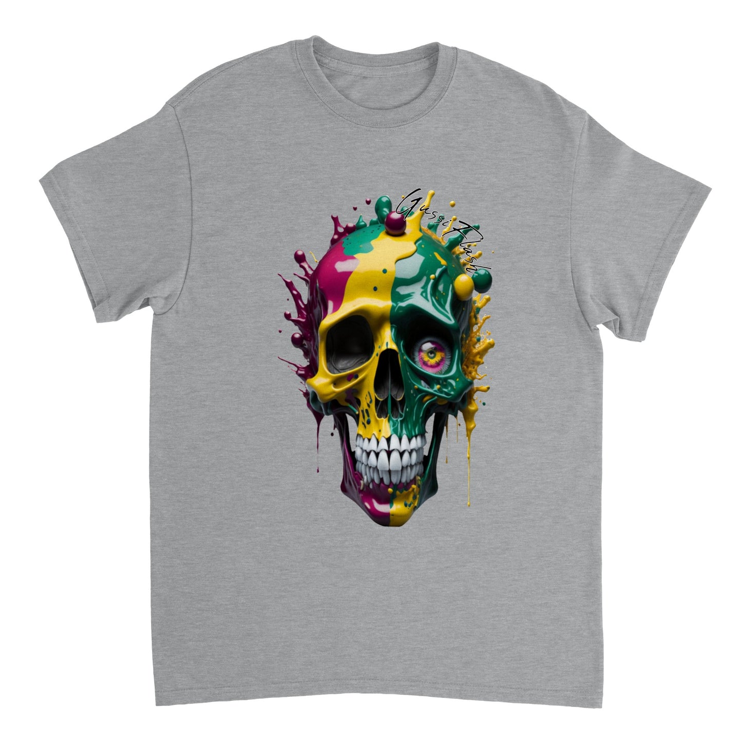 Schweres Unisex T-Shirt mit GussiFlash Skull