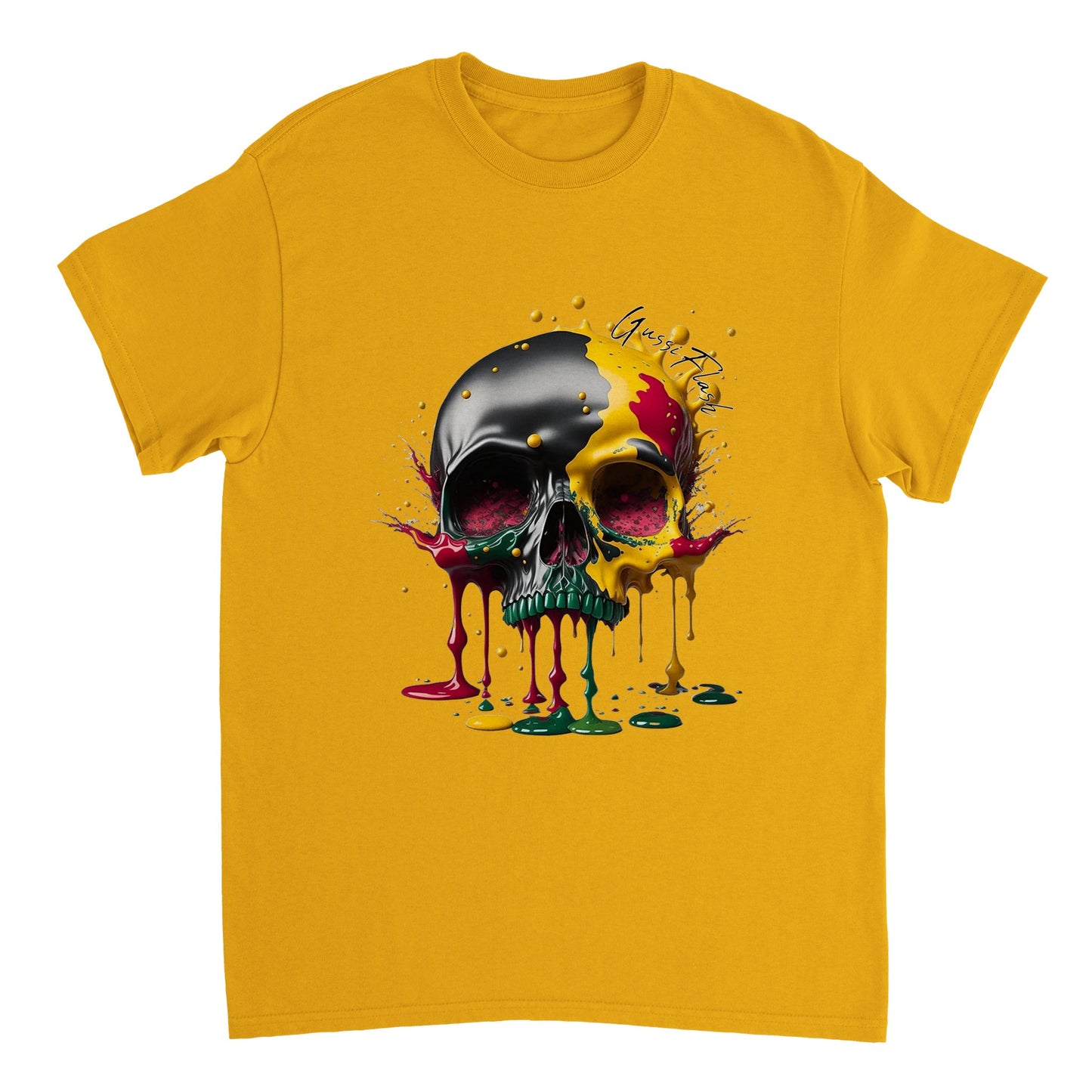 Schweres Unisex T-Shirt mit GussiFlash Skull